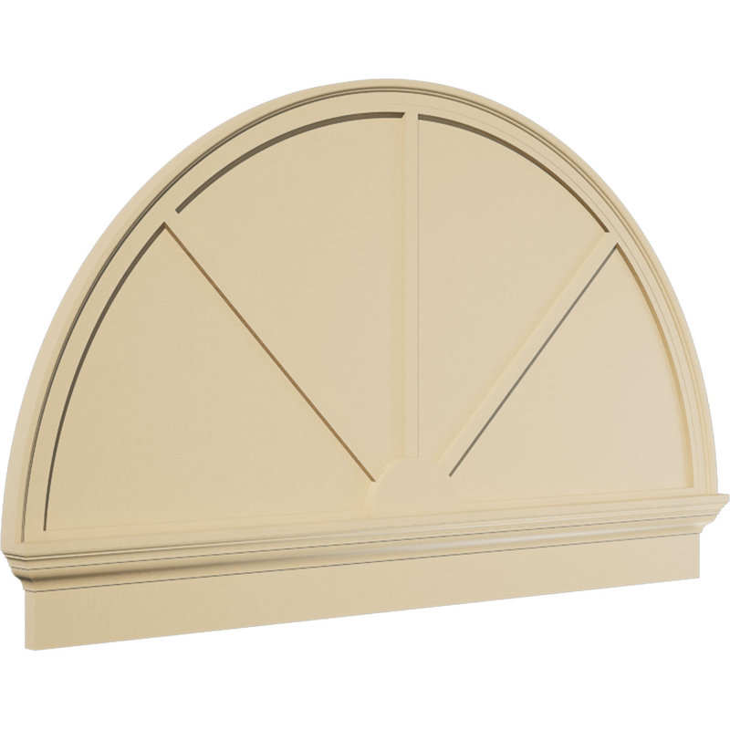 Demi-rond signature fronton en uréthane, brun clair apprêté, 54 po x 33,75 po x 2,75 po, Combinaison, 3 rayons
