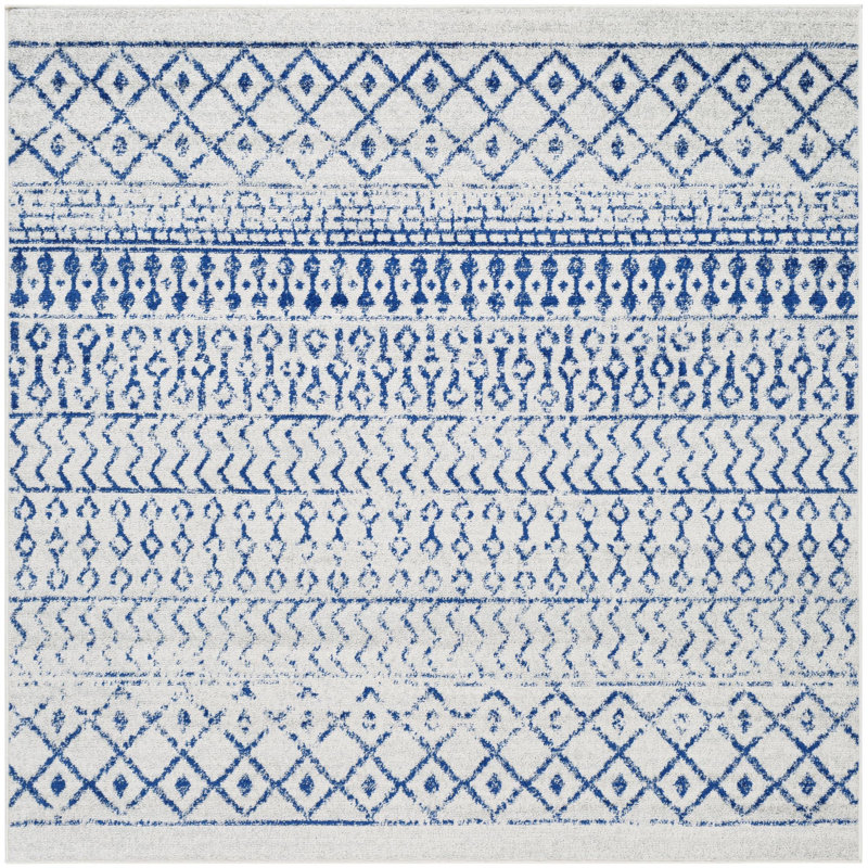Bernhard Global Blue/Ivory Area Rug, Square 4'