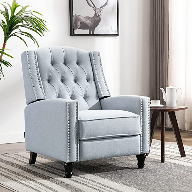 Chiszar Upholstered Recliner, Gray 100% Linen