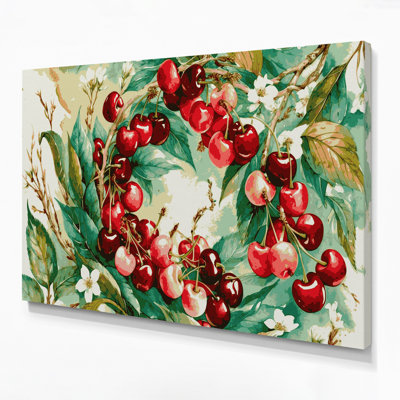 Fruit, cerise acérola beige, art mural sur toile