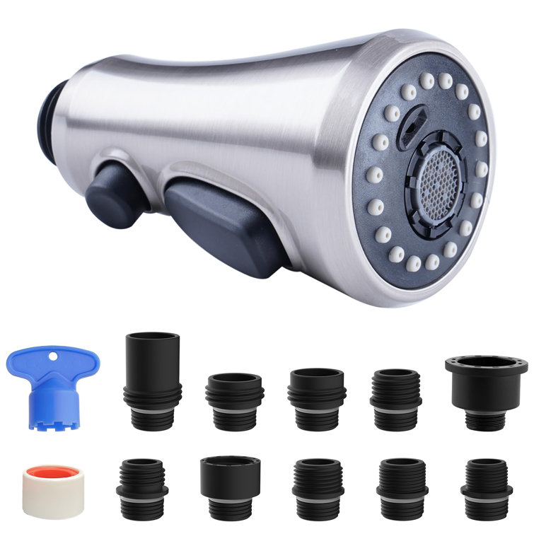 3-Function Kitchen Spray head with 10 Adapters,Chrome