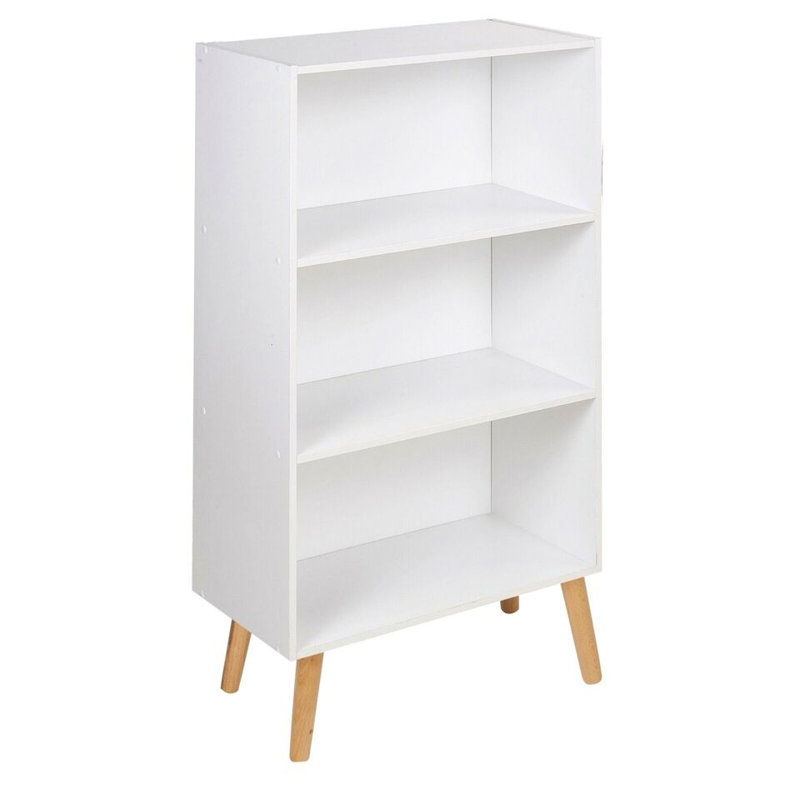 Vester 90cm H x 60cm W Solid Wood Standard Bookcase, White & Pine Leg