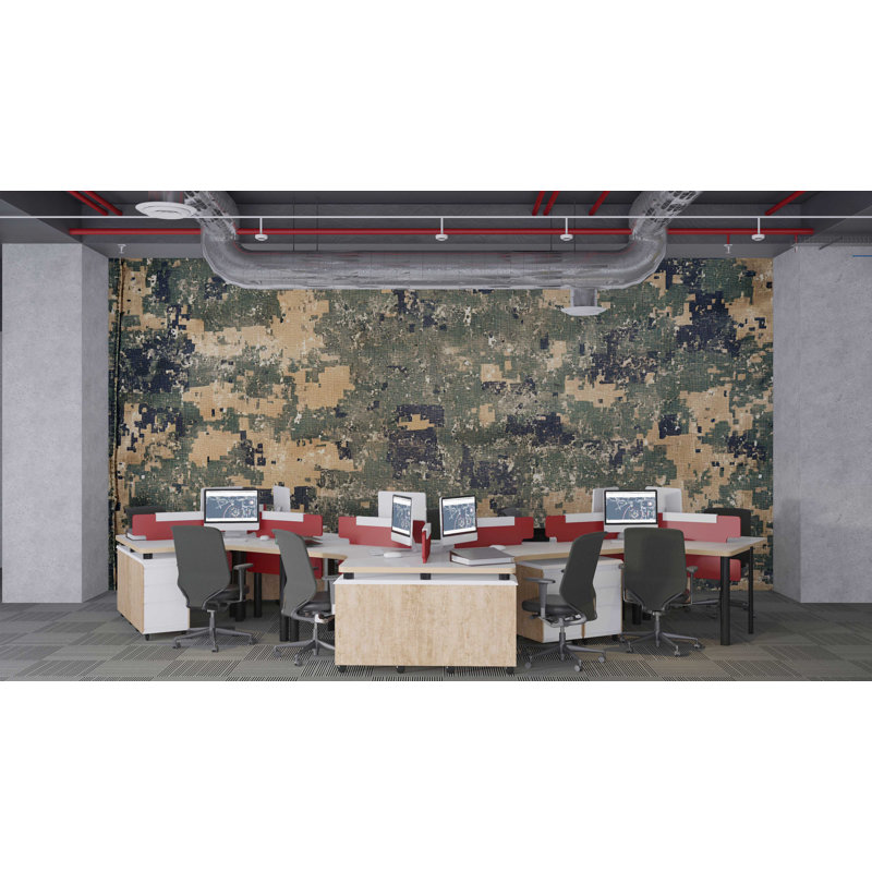 Papier peint camouflage numérique armée - Motif camouflage vert et beige - Papier peint de style militaire, Peler et coller