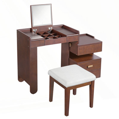 3-In-1 Makeup Vanity Desk With Flip-Top Mirror