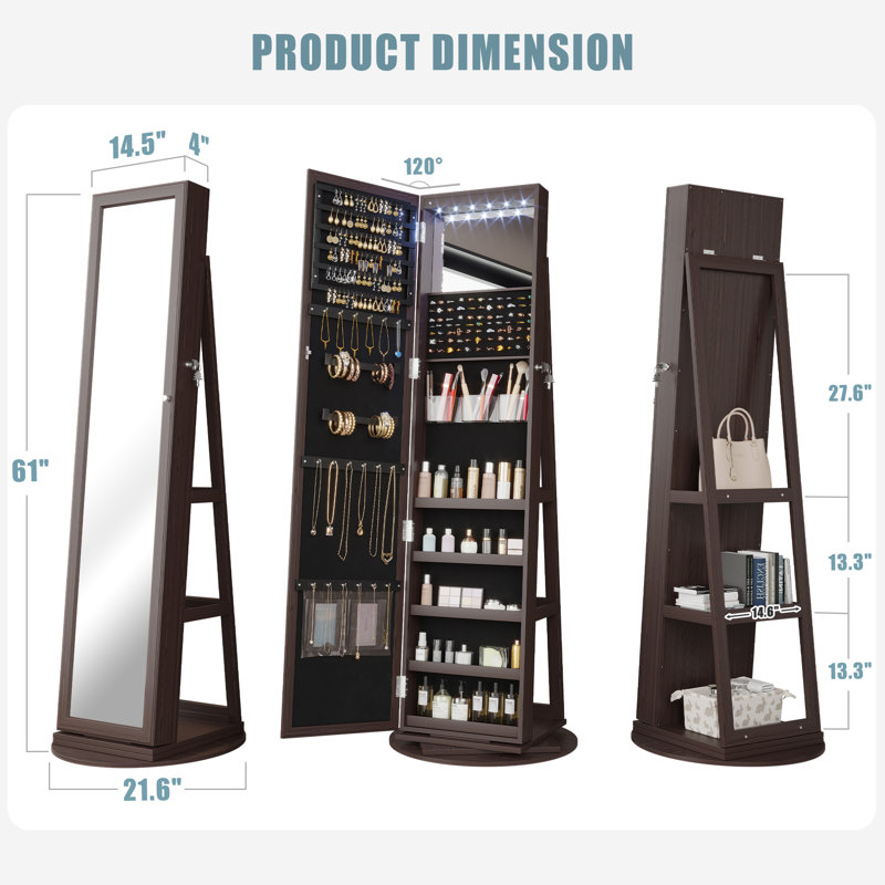 Demyah Jewelry Armoire, Brown