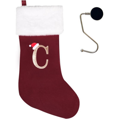Bas de Noël monogrammés de 20 pouces avec lettres, bas de Noël super doux, bas de grand monogramme, bas de lettre rouge pour les Fêtes de Noël, cadeau de Noël…
