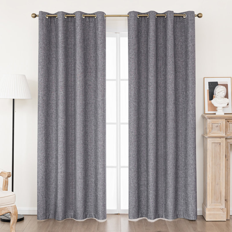 100% Blackout Thermal Insulated Polyester Curtain Pair, Navy, 52" W x 72" L