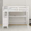 Lit mezzanine simple avec tiroirs, bureau et tablettes