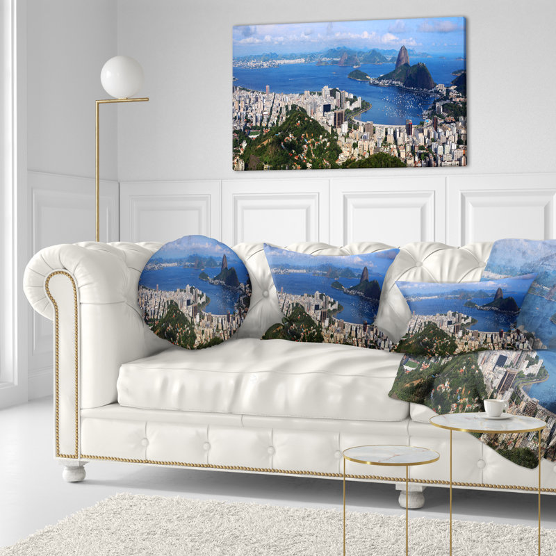 Coussin Rio, Orange / bleu / blanc