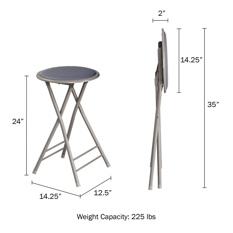 Heavy Duty 24-Inch Counter-Height Bar Stools with 225 Pound Capacity, Grey, 2