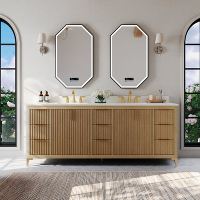 Ensemble de meuble-lavabo Turlington avec comptoir en quartz blanc et lavabo encastré blanc