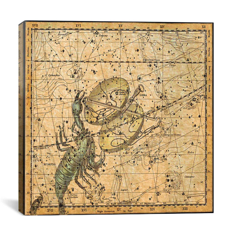 "Cartes et graphiques", "Atlas céleste - planche 19 (Balance, Scorpion)" par Alexander Jamieson, impression sur toile