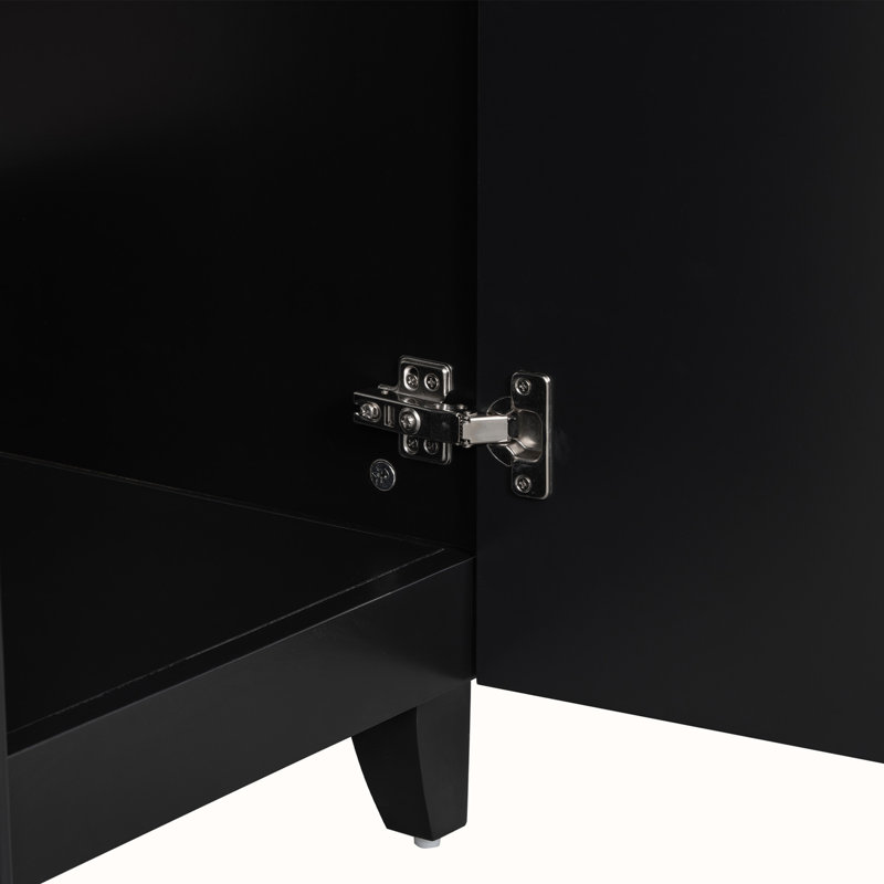 Meuble-lavabo de salle de bain avec lavabo en céramique, Noir, Argent