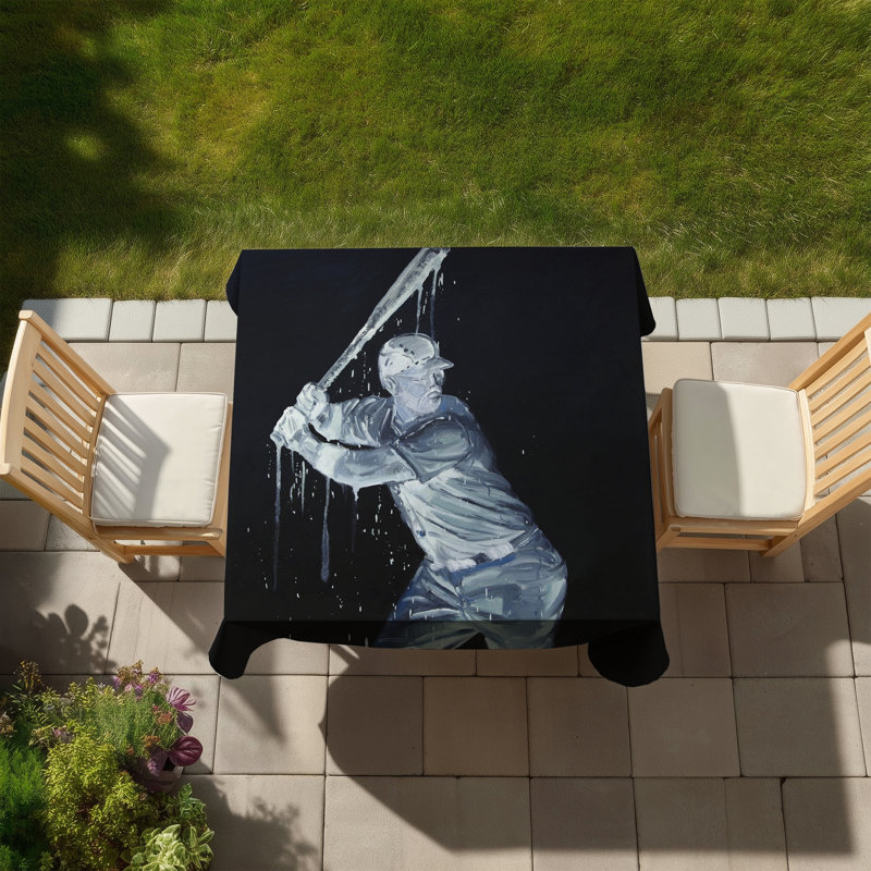 Baseball Player Tablecloth | Man Cave Sports Decor Indoor/Outdoor
