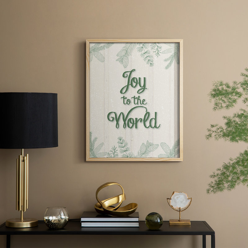 Joy to the World Framed Print - Solid Wood, Natural, 11" H x 9" W