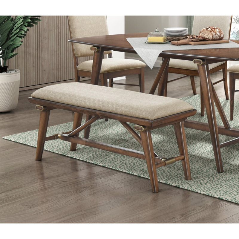 Meuble de salle à manger moderne en bois à finition brune avec siège rembourré en tissu 1pc