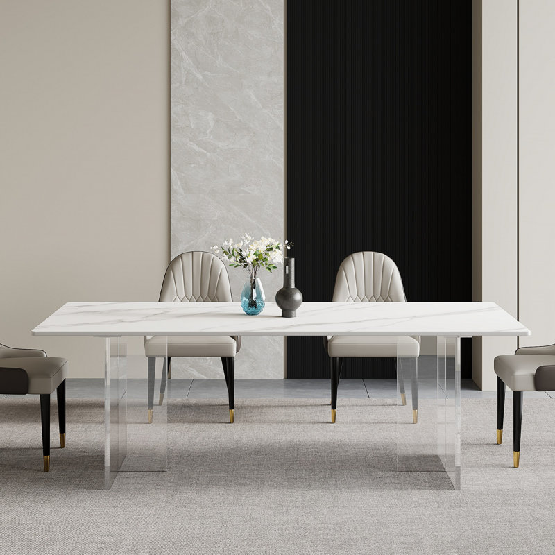 Ivy Bronx Keivah 78.74'' Rectangular Sintered Stone Dining Table with ...