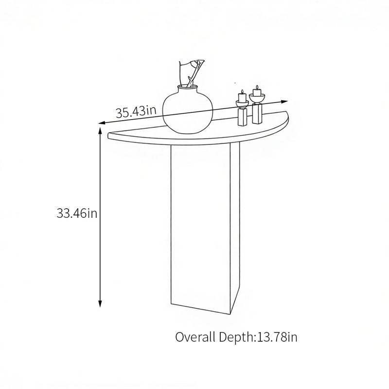 Console semi-circulaire, H 33,46 po x l 35,43 po x P 13,78 po, Rouge / Orange