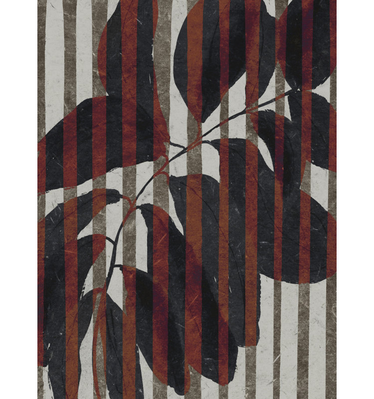 Striped Botanical Print by Other Artist, 24 × 36, Framed Print, Gold