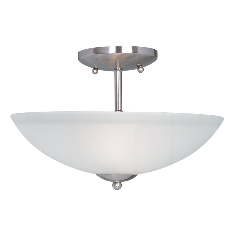 Ashunta Glass Semi Flush Mount, Satin Nickel