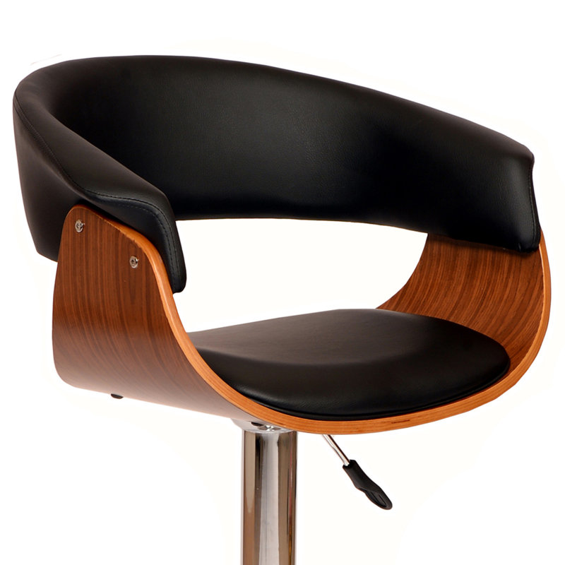 Tani Swivel Upholstered Adjustable Height Counter Stool with Metal Frame, Black