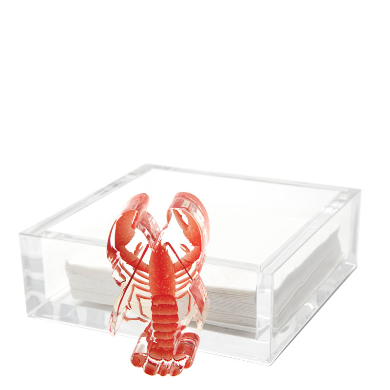 Red Lobster Cocktail Napkin Holder, Red