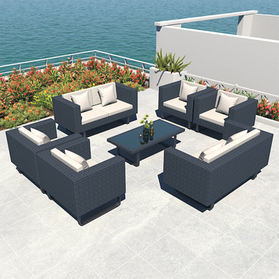 Sharonna 8 - Person Patio Conversation Set with Cushions
