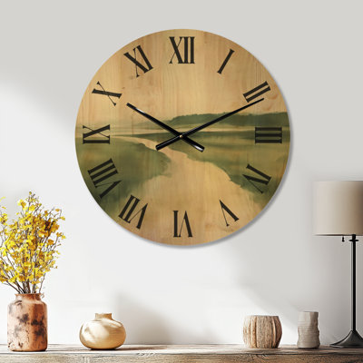Chemin des marais verts - Horloge murale aquarelle, impression sur bois