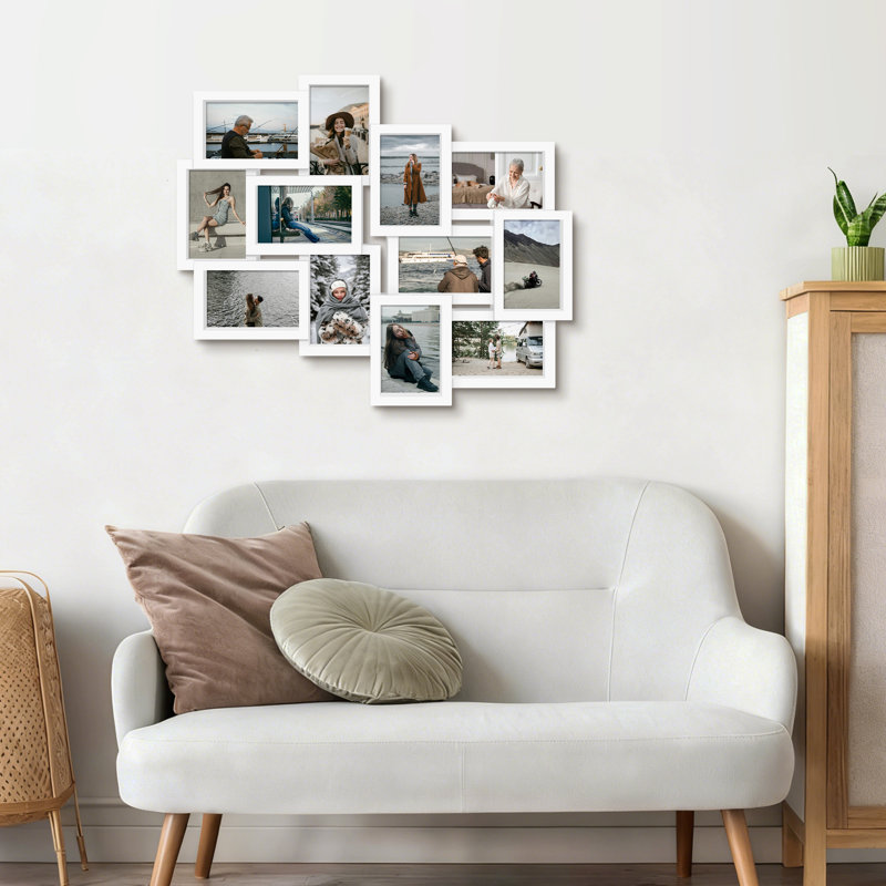 Cadre de collage décalé intégré, cadre blanc mat pour photos standard de 4 x 6