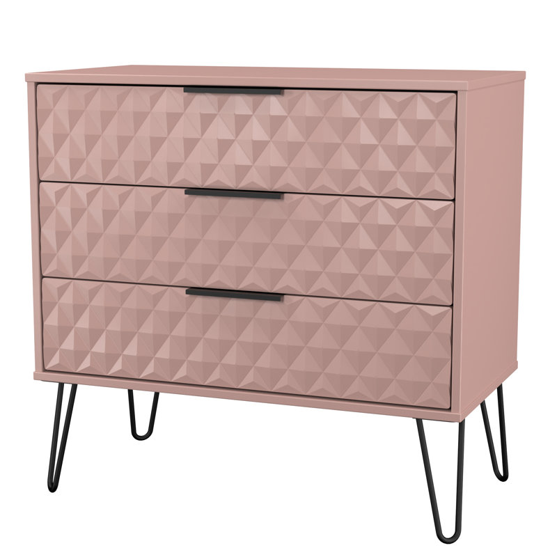 Talita 77cm W 3 - Drawer Chest of Drawers, Pink