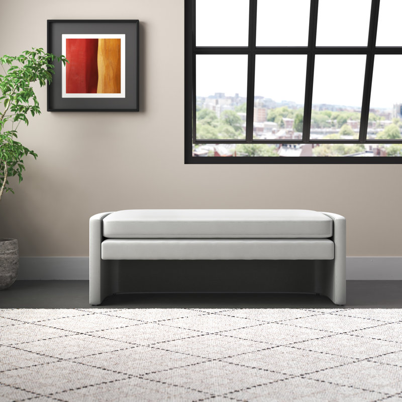 Banc rembourré Toni, Gris clair