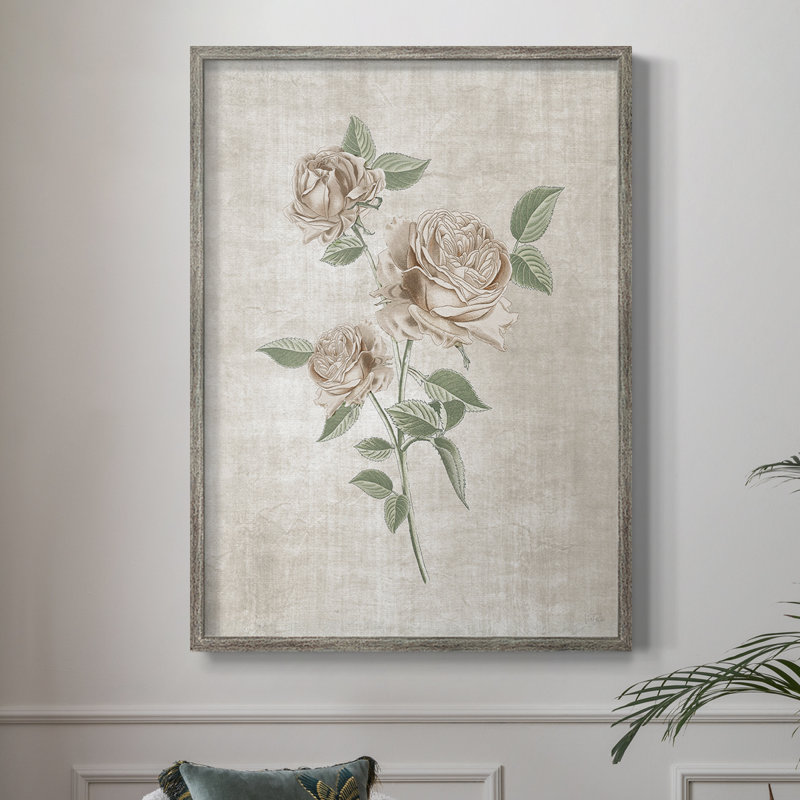 Blush Rose Botanical I, reproduction encadrée - bois massif 49792, H 11 po x l 9 po