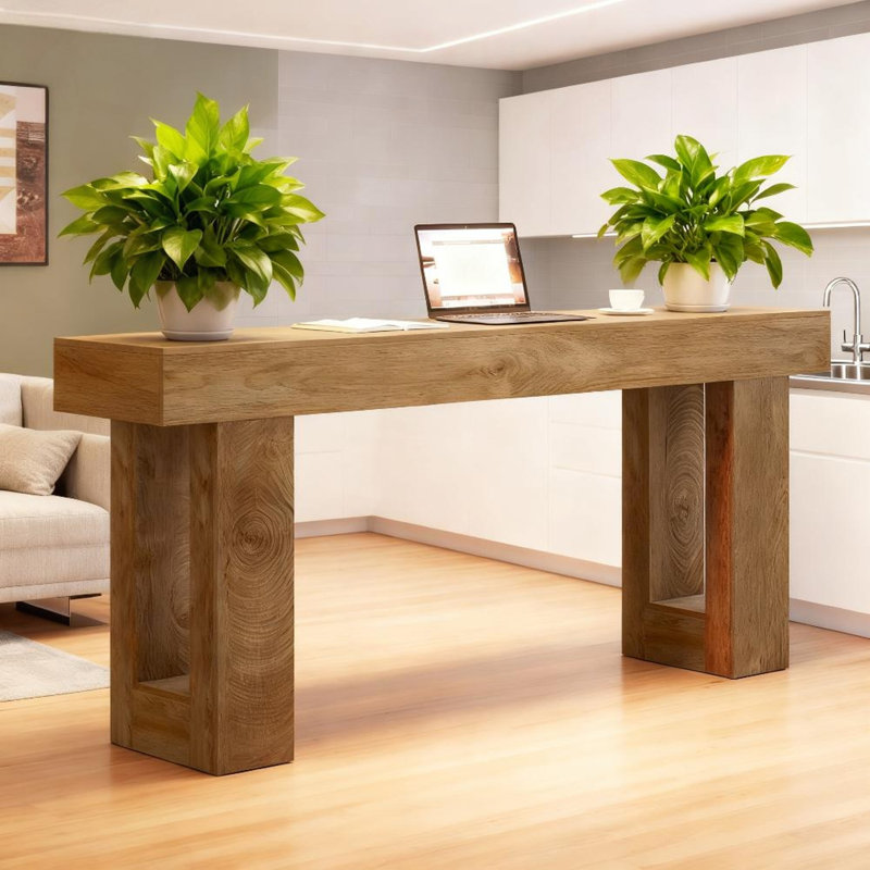 Console en bois, table d'appoint, table de salon rectangulaire derrière le canapé, Naturel