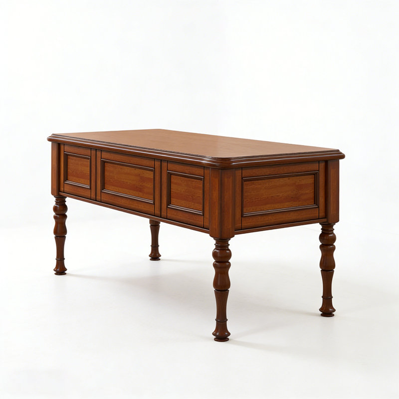 Vintage Mahogany Desk with Five Drawer Storage