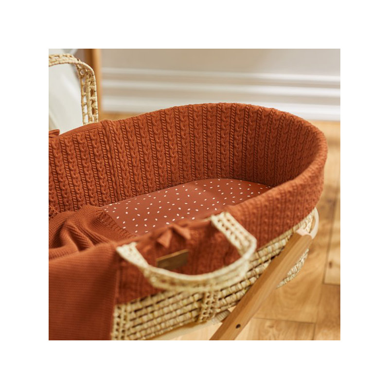 Linen Blend Fitted Moses Basket Fitted Sheet, Terracotta