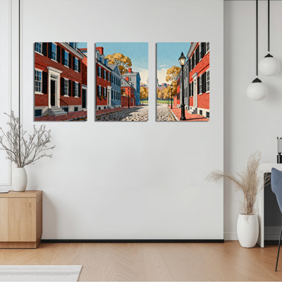 Scène de rue historique, reproduction d'art sur toile tendue sur toile, ensemble de 3