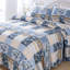 Ensemble de literie de courtepointe en tissu mélangé bleu grand format HoneiLife, couvre-lit matelassé avec taies décoratives-125762015