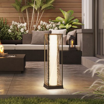 Sand Brown Solar Powered Rattan Deck Light