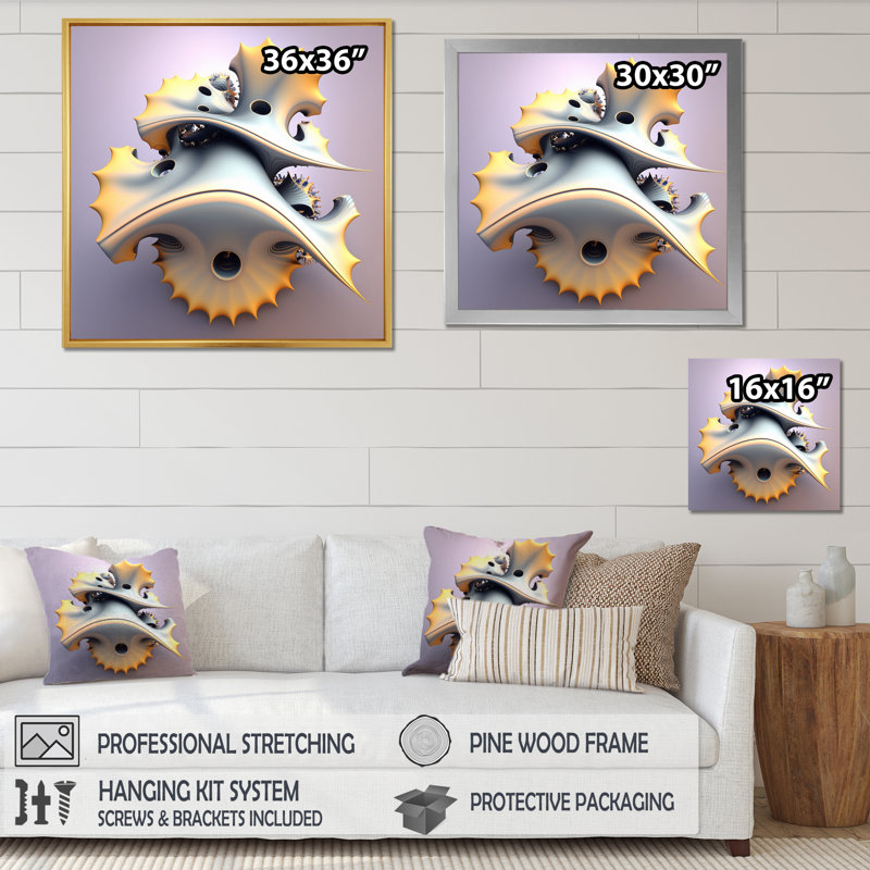 Fractal 3D Universe au pastel futuriste - impression, Cadre flottant blanc, H 24 po x l 24 po x P 1 po