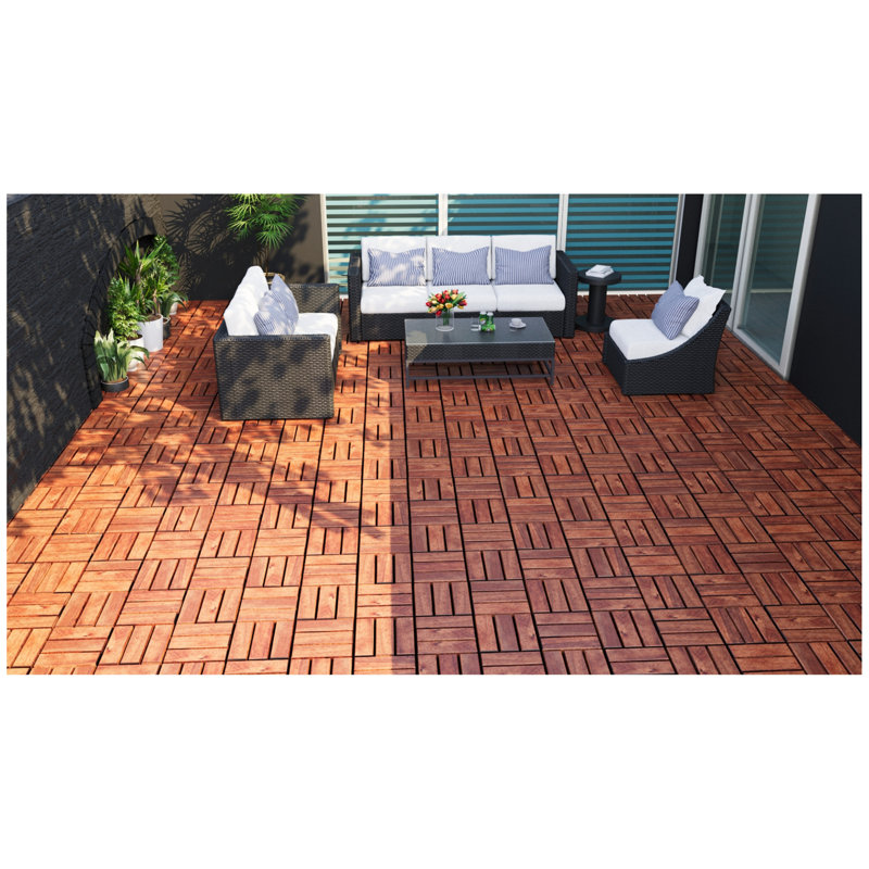 20 carreaux de terrasse imbriqués à carreaux, plancher en bois franc d'acacia carré 12 po x 12 po pour terrasse, banc, côté piscine
