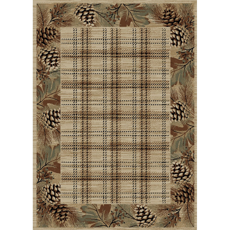 Tapis brun à carreaux Cargin, Rectangle 2 pi 3 po x 3 pi 3 po