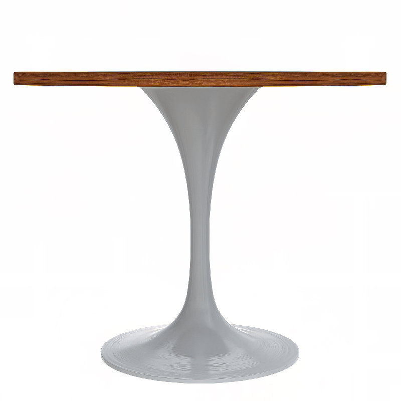 Heatherton Round Dining Table with MDF Top and White Stainless Steel Pedestal Base Kitchen Table Seats 2-4 Person