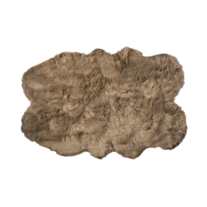 Oguz Tan Faux Sheepskin Fur Area Rug, 4' x 6'