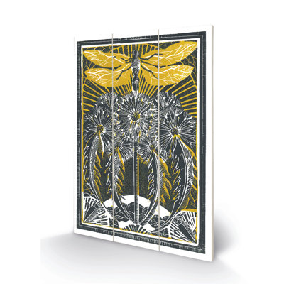Dragonfly & Dandelions by Amanda Colville - No Frame Print on Wood