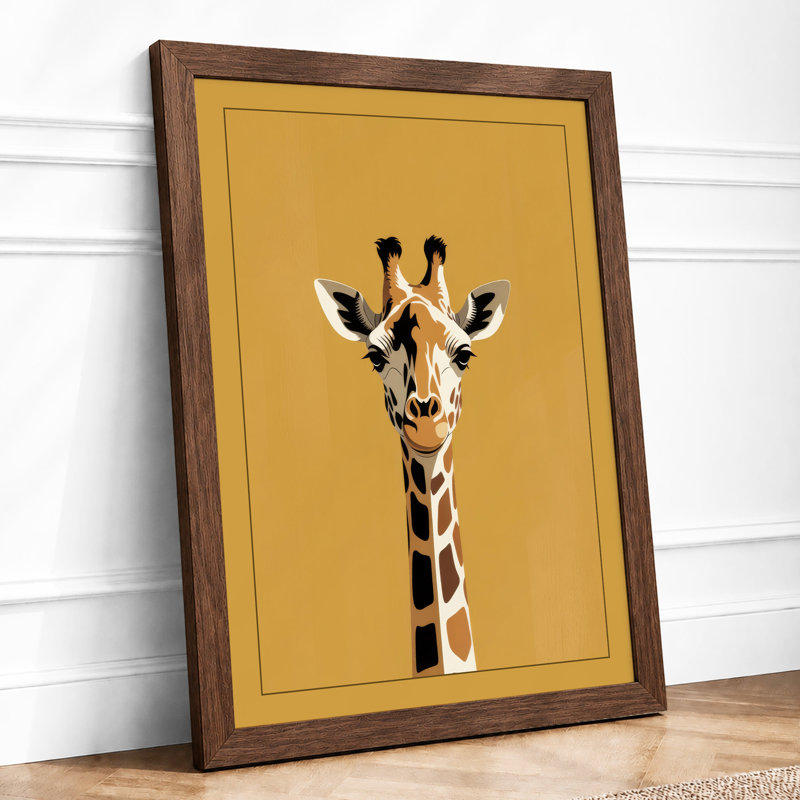 Giraffe Portrait Modern - Framed Print, Walnut, A4 - 29.7 x 21.0 cm