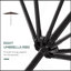 Parasol sophistiqué solaire de 9 pi x 7 pi, parasol de patio éclairé à DEL pour table ou base avec inclinaison et manivelle, parasol d'extérieur pour jardin, terrasse, cour, piscine, plage, brun