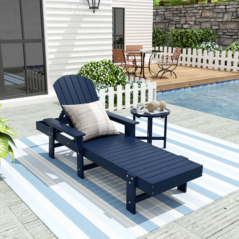 Chaise longue inclinable longue Geoff 77,6 po, Bleu marine
