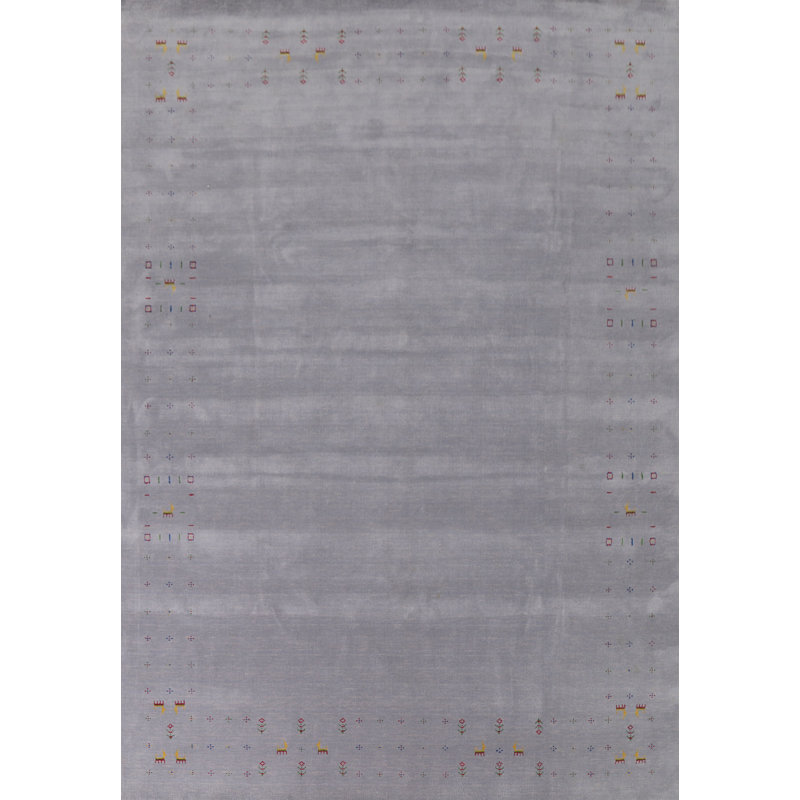 Tapis argenté gris Gabbeh 9 x 12