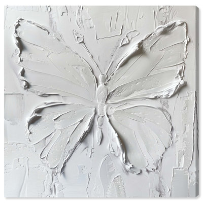 White Butterfly Canvas Elegant White Gold Wall Art by Art Remedy