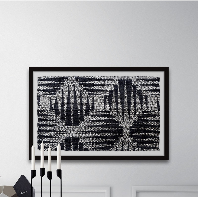 Black And Grey Printed Lines - Single Picture Frame Print, 20cm H x 30cm W x 3.81cm D